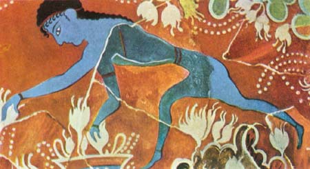 Собиратель шафрана. 1700-1600 гг. до н.э. Фрагмент фрески Кносского дворца. Хранится в музее Гераклиона