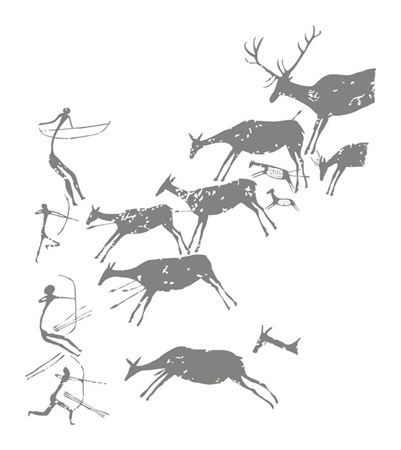 Охота кроманьонцев (наскальный рисунок)