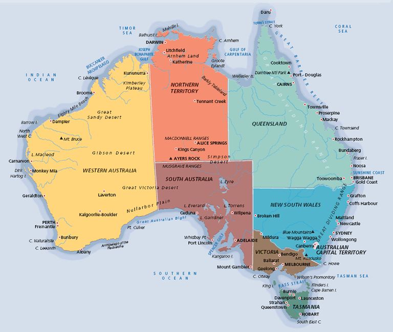 Australia states territories map