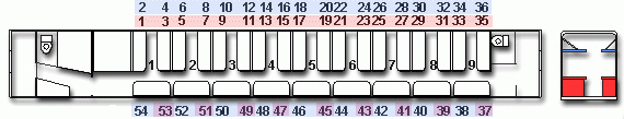 Схема нумерації місць плацкартному вагоні