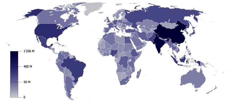 Країни по чисельності населення на 2011 рік