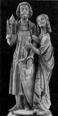Людовик Святой со своей женой. Скульптура (XIII в.)