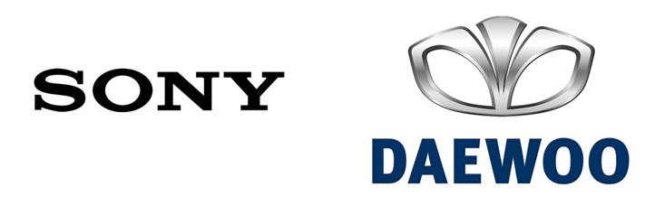 Логотипи міжнародних корпорацій Sony та Daewoo