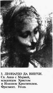ЛЕОНАРДО ДА ВИНЧИ. Св. Анна с Марией, младенцем  Христом и Иоанном Крестителем. Фрагмент. Уголь