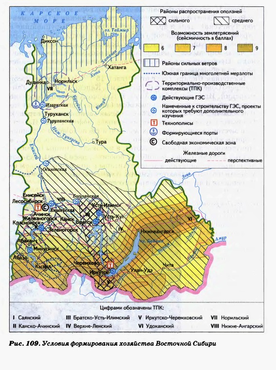 Условия формирования хозяйства Восточной Сибири