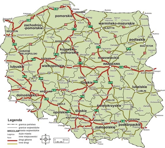 Карта доріг Польщі